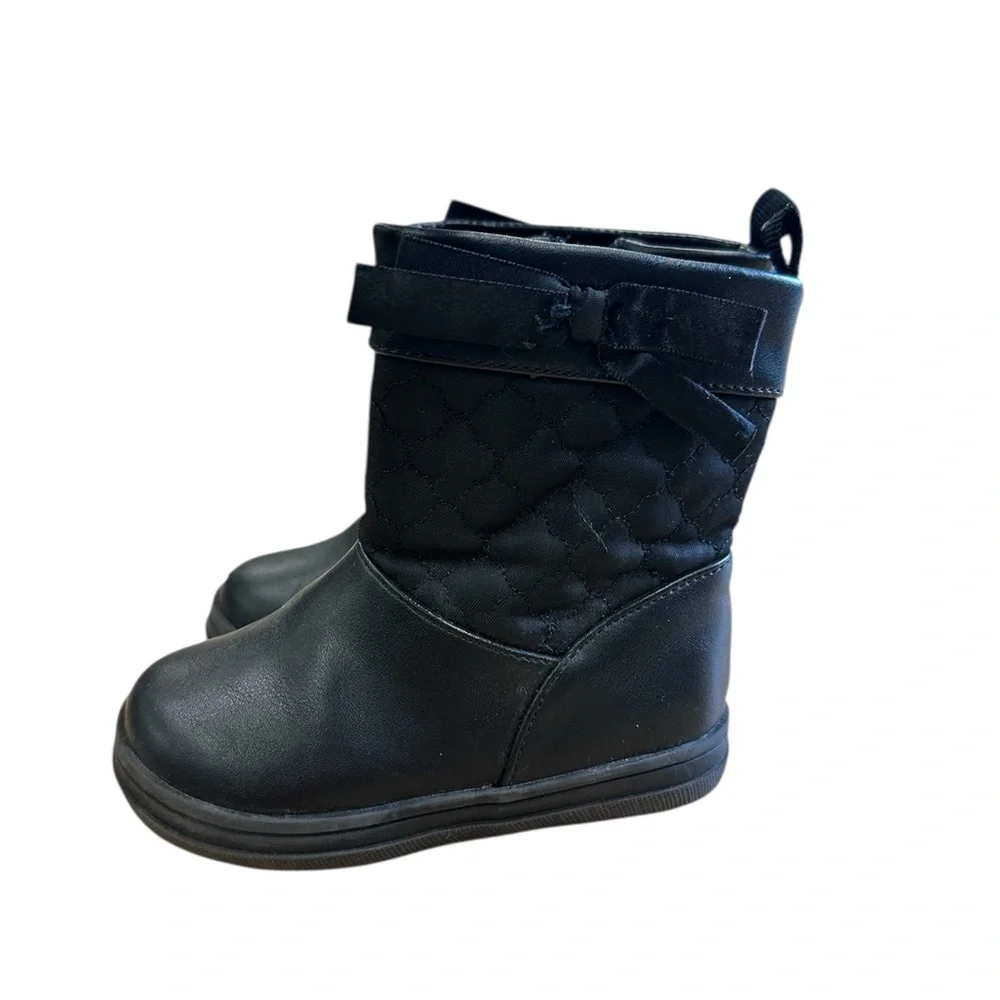 Joe Fresh Black Boots Toddler Size 4 Zip Up Faux Fur‎
